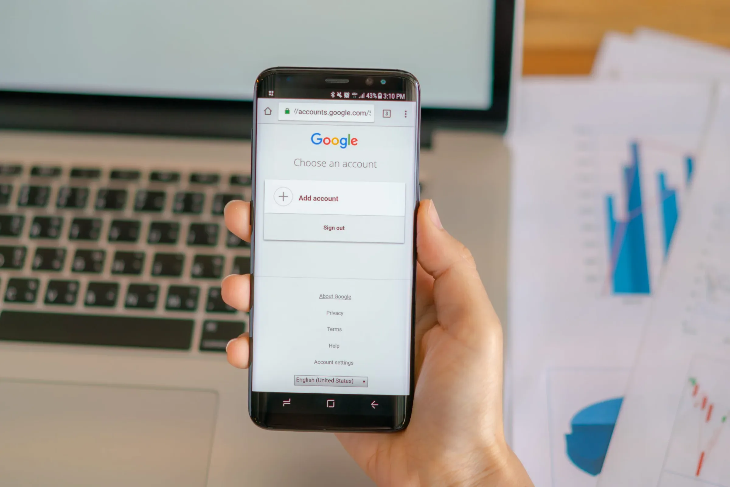 loei thailand may 10 2017 hand holding samsung s8 with mobile application google screen scaled