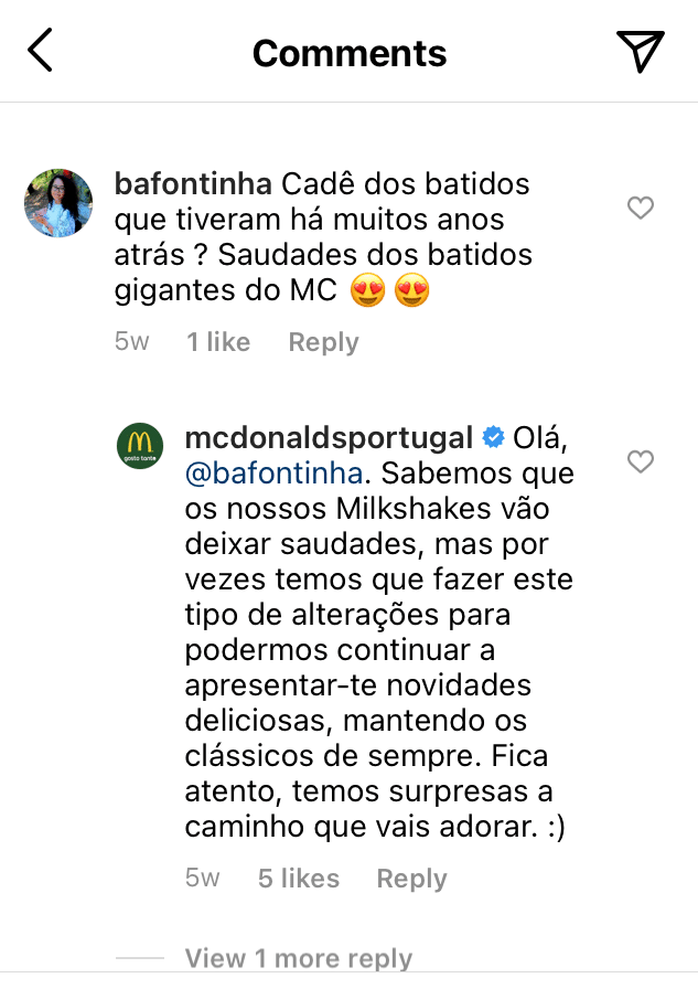 resposta do mc donalds no facebook ao seguidor