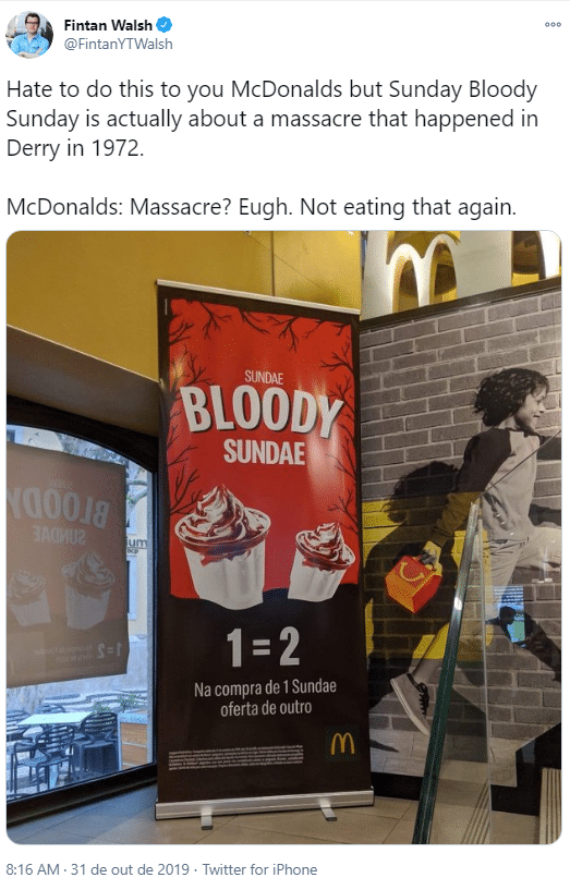 publicação acerca do mcdonalds no twitter