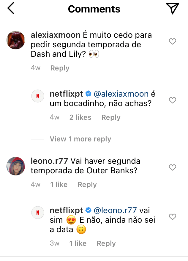 resposta da netflix no facebook aos seguidores