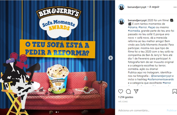 Página do Facebook da marca Ben & Jerry's