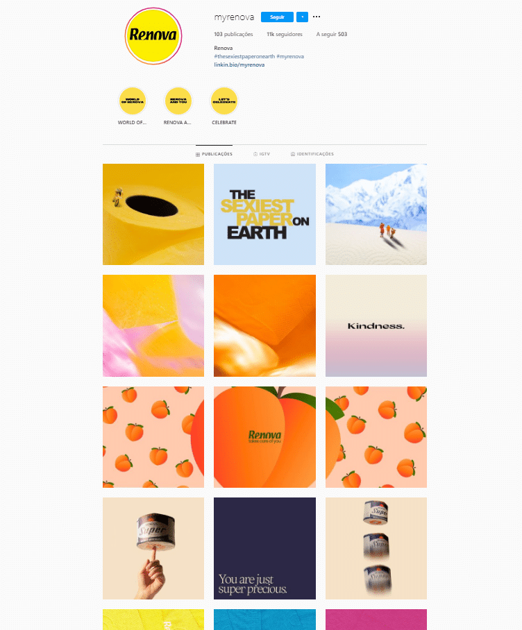 Feed do Instagram da marca Renova