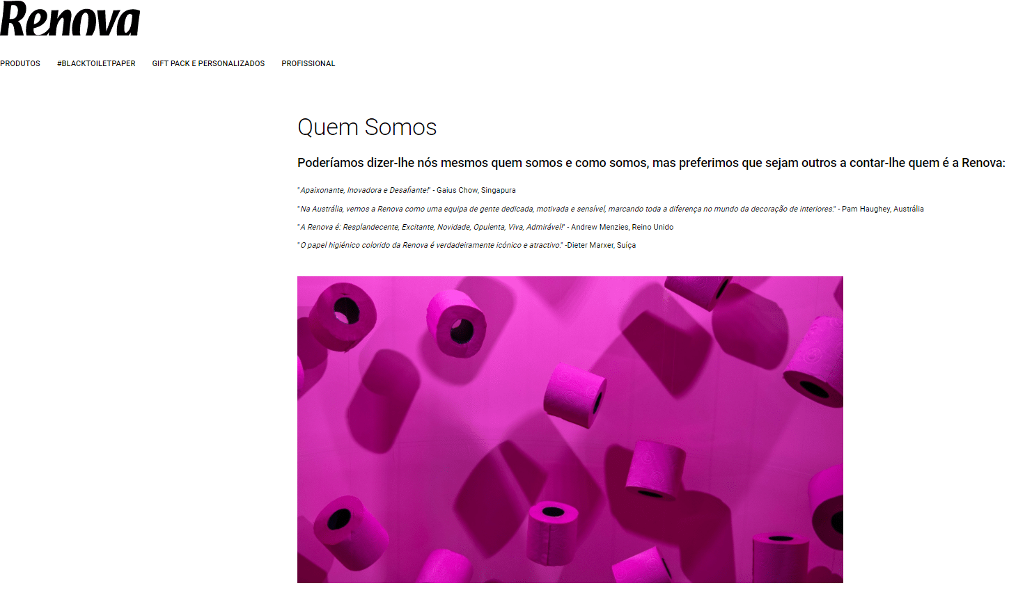 página web da marca Renova