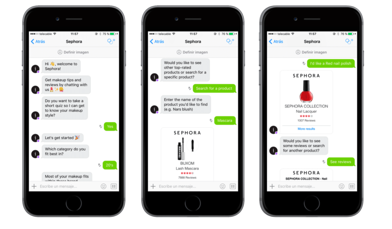 demonstração do bot da sephora